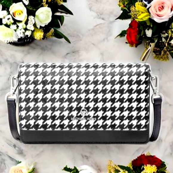 MICHAEL Michael Kors Handbags - Jet Set Small Houndstooth Printed Calf
Hair Smartphone Crossbody Bag